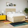 vidaXL Boxspringbett mit Matratze Creme 160x200 cm Stoff 3292837 Bild 4