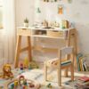 Bellabino 'Campo' Kinderschreibtisch, weiß, 4-fach höhenverstellbar 56-75 cm, Jugendschreibtisch mit 2 Schubladen und 3 Aufbewahrungsfächern, 75x63x93 cm Bild 2