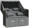 vidaXL Strandkorb mit Kissen Poly Rattan Massivholz Anthrazit Schwarz 318662 Bild 3
