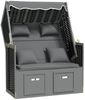 vidaXL Strandkorb mit Kissen Poly Rattan Massivholz Anthrazit Schwarz 318662 Bild 2