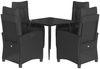 vidaXL 5-tlg. Garten-Essgruppe mit Kissen Schwarz Poly Rattan 3212743 Bild 2