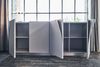 KAWOLA Sideboard EMMA Kunstleder grau Fuß Edelstahl gebürstet 78 x 42 x 180 cm Bild 2