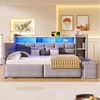 Merax Daybett mit LED Lichtleiste, USB & Typ-C, Samt (Schlafsofa Sofabett Jugendbett Kinderbett, 1 tlg), Tagesbett 90x190cm mit 2 Schubladen,Ablagefach,Stauraumbank am Fußende Bild 2