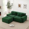 Flieks 2-Sitzer Sofa, Modular L-Form Schlafsofa, Tiefsofa Loveseat mit Ottoman & 2 Kissen, Cord, Grün Bild 3