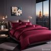 Cozyor Bettwäsche Satin glänzend 135x200, 155x200, 155x220, 200x200cm mit Reißverschluss, Satin, bordeaux Berry, 2 teilig, glänzend Satin, Bettbezug + Kissenbezug 40x80, besonders weich Bild 3