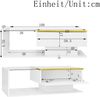 100 cm langer Couchtisch, Hochglanz-Weiß. Beistelltische, Couchtische mit Glas und LED-Effekt Bild 5