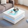 STILVORA Couchtisch Weiß mit stauraum Kaffeetish für Wohnzimmer Sofatisch 3 Schubladen&LED (Couchtisch mit Glastischplatte, 3 Schubladen, 1-St, mit LED-Leuchten, 3 Schubladen, Sofatisch), Couchtisch mit Glastischplatte Bild 2