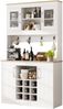 Küchenbuffet Buffetschrank mit Aufsatz 175 cm, Küchenschrank mit Glastüren, Weinregal und Hakenleiste, großer Geschirrschrank Vorratsschrank Küchenschrank für Küche Esszimmer Wohnzimmer Bild 5