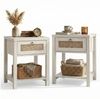 VOWNER Nachttisch Set 2er, Landhausstil Beistelltisch mit Schublade und Ablage (2-St), Böhmischer Sideboard für Schlafzimmer, Wohnzimmer Bild 3