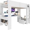 Etagenbett 90×200 cm aus Massivholz mit klappbarem Schreibtisch, weiß Bild 5