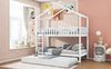 Etagenbett 90×200 cm mit Ausziehbett und Rausfallschutz, Haus-Design, Weiß, ohne Matratze Bild 3