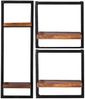 PANAMA Wandregal 3-teilig Mangoholz Natur Altmetall Schwarz Bild 4