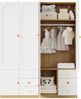 Merax 2-türiger Kleiderschrank(2er-Set), mit Schubladen, Schlafzimmer-Aufbewahrungsschrank, Kinderzimmermöbel, mit Kleiderstange, bunten Keramikgriffen, Weiß Bild 3