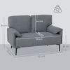 2-Sitzer-Sofa mit Stoffbezug & Metallbeinen, 127x72x84 cm, Grau Bild 2