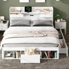 BlingBin Stauraumbett Kinderbett, Jugendbett Mit USB-port, Schubladen und Stauschrank (1er Set, 1-tlg, 160 x 200 cm, Ohne Matratze, Belastbarkeit maximal: 200KG), Multifunktionales Bett, Doppelbett, Großer Stauraum, Weiß Bild 2