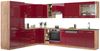 Eckküche Fame-Line Bordeaux Hochglanz/Goldkraft Eiche 347 x 60 cm , AP Eiche Vicco Bild 5