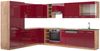 Eckküche Fame-Line Bordeaux Hochglanz/Goldkraft Eiche 347 x 60 cm , AP Eiche Vicco Bild 1