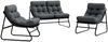 vidaXL gartenmöbel mit Kissen 3 pcs Schwarz Pulverbeschichteter Stahl 42008031 Bild 2