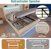 Modernes Polsterbett Doppelbett 140x190 cm, Polsterbett mit LED-Leuchten,Stauraum-Kopfteil mit USB- und Typ-C-Anschlüssen, Hydraulisches Stauraumbett, Beige, Samt(Ohne Matratze) Bild 3