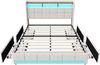 Linen+drawer+USB+type-c interface+light strip 160 * 200cm beige Bild 3