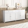 Sideboard mit weißer Holzmaserung, vier Türen, mit drei Schubladen, Wohnzimmer, Esszimmer. Holzfarbe und Weiß Bild 5