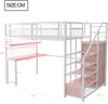 Merax Metall-Hochbett 140 x 200 cm Kinderbett, Jugendbett, Mit Aufbewahrungsleiter und Einfachem Kleiderschrank, Mit Ablage, Tisch und Netzregal. Stabiler Metallrahmen, Weiß Bild 4
