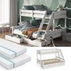 Etagenbett Everest Weiß 140x200 / 90x200 cm mit 2 Matratzen und 2 Schubkästen Vitalispa Bild 2