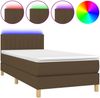 Boxspringbett mit Matratze & LED Stoff Dunkelbraun 80x200 cm, Härtegrad: H2 [3133832] Bild 2