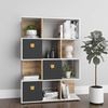 Shelfy - Bücherregal, Büroregal, Raumteiler mit 8 Fächern, asymmetrische Aufteilung, grau/eiche Bild 5
