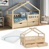 Hausbett Design Naturholz 80x160 cm mit 2 Schubladen und Matratze Vitalispa Bild 2