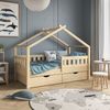 Hausbett Design Naturholz 80x160 cm mit 2 Schubladen und Matratze Vitalispa Bild 4