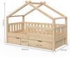 Hausbett Design Naturholz 80x160 cm mit 2 Schubladen und Matratze Vitalispa Bild 3
