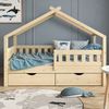 Hausbett Design Naturholz 80x160 cm mit 2 Schubladen und Matratze Vitalispa Bild 5