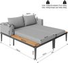 Merax Gartenliege, Outdoor-Doppelliege & Loungesessel, grau, 150 x 140 x 55 cm Bild 4
