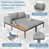 Merax Gartenliege, Outdoor-Doppelliege & Loungesessel, grau, 150 x 140 x 55 cm Bild 5