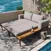 Merax Gartenliege, Outdoor-Doppelliege & Loungesessel, grau, 150 x 140 x 55 cm Bild 3