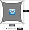 3x3m UV Sonnensegel Atmungsaktiv mit Befestigung Grau Bild 3
