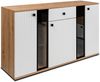 Kommode Salsa 2 Lamellenoptik Anbauwand Wohnwand Sideboard MDF Weiss + Artisan Bild 3