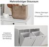 MODFU Wäschekorb Badezimmer-Wäschekorb-Aufbewahrungsschrank (mit Herausnehmbarem Korb – Weiße Wäsche-Aufbewahrung mit 2 Stoffkörben, Kippschutz, 1 St), mit herausnehmbarem Korb,versteckter Wäschekorb Bild 2