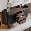 Sideboard 117,5 x 40 x 80 cm aus MDF/Spanplatte in Schwarz/Holzoptik mit Schiebetüren & 3 Schubladen Bild 2