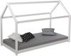 Kinderbett 80x160 cm mit Matratze Hausbett Weiß Bodenbett Montessori Bett Holzbett Lattenrost Bild 4