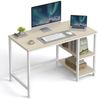 VASAGLE Schreibtisch, Computertisch, PC-Tisch, Bürotisch, mit 2 Ablagen auf der rechten oder linken Seite, fürs Büro, Wohnzimmer, Stahlgestell, modern, naturbeige-perlweiß Bild 4