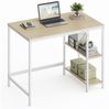 VASAGLE Schreibtisch, Computertisch, PC-Tisch, Bürotisch, mit 2 Ablagen auf der rechten oder linken Seite, fürs Büro, Wohnzimmer, Stahlgestell, modern, naturbeige-perlweiß Bild 5