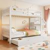 Etagenbett, 90 x 200 cm, Treppenregal, Ausziehbares Rollbett, Hohe Geländer, EN747-1 zertifiziert, Weiß Bild 5