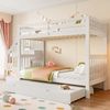 Etagenbett, 90 x 200 cm, Treppenregal, Ausziehbares Rollbett, Hohe Geländer, EN747-1 zertifiziert, Weiß Bild 3