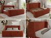 Polsterbett mit Lattenrost, Doppelbett für Schlafzimmer, Gepolstertes Kopfteil - EMORA CLASSIC DUO - 180 x 200 cm - Orange Stoff Bild 2