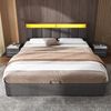 STILVORA Polsterbett Doppelbett 180×200cm mit Bettkasten,Funktionsbett mit LED-Beleuchtung (Doppelbett aus Stahlrahmen, Struraumbett, Funktionsbett, 1-tlg, 180*200cm,mit Matratze), mit LED-Beleuchtung Bild 2
