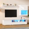 Wohnwand 3-teilig mit TV-Schrank 175 x 39 x 34 cm, LED, Hochglanz und Stauraum in Weiß Bild 4