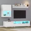Wohnwand 3-teilig mit TV-Schrank 175 x 39 x 34 cm, LED, Hochglanz und Stauraum in Weiß Bild 1