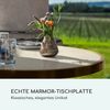 blumfeldt Patras Jewel Bistro-Tisch - Gartentisch im Jugendstil, weiße 57,5 cm Ø Marmortischplatte, 75 cm Höhe, für drinnen und draußen, witterungsbeständig, runder gusseiserner Standfuß, schwarz Bild 5